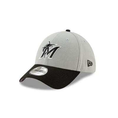 Grey Miami Marlins Hat - New Era MLB Team Classic 39THIRTY Stretch Fit Caps USA7025183